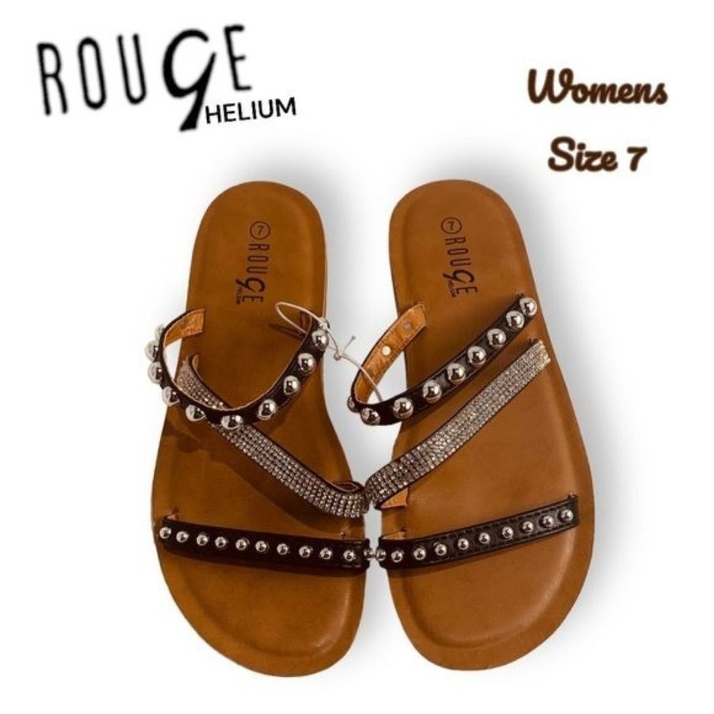 Sandals Women's Sandals Size 7  Silver,brown Flats Slip On by Rouge Helium. NEW!